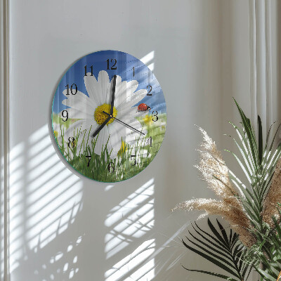 Orologio rotondo Fiore e coccinella