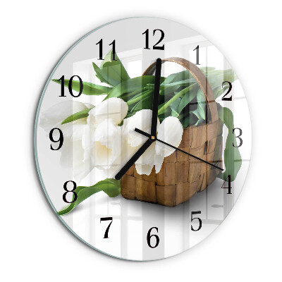 Orologio rotondo Cesto di tulipani