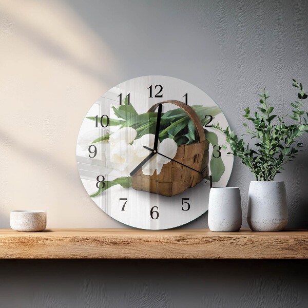 Orologio rotondo Cesto di tulipani