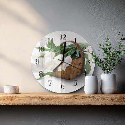 Orologio rotondo Cesto di tulipani