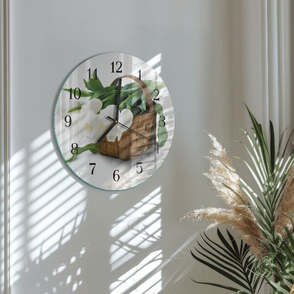 Orologio rotondo Cesto di tulipani