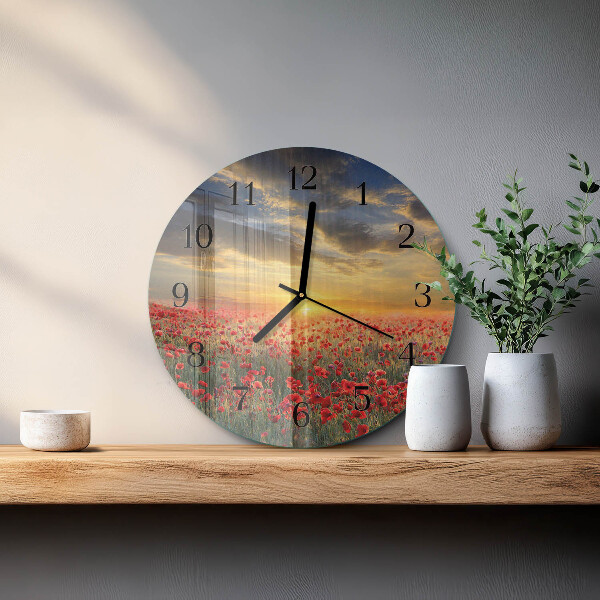Orologio rotondo Campo di papaveri