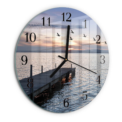 Orologio rotondo Uccelli in riva al lago