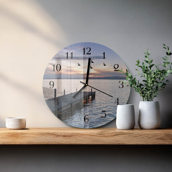 Orologio rotondo Uccelli in riva al lago
