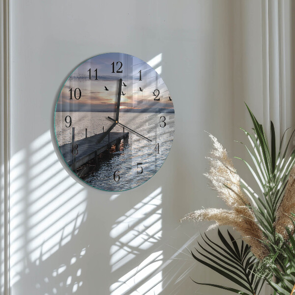 Orologio rotondo Uccelli in riva al lago