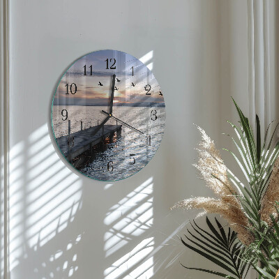 Orologio rotondo Uccelli in riva al lago