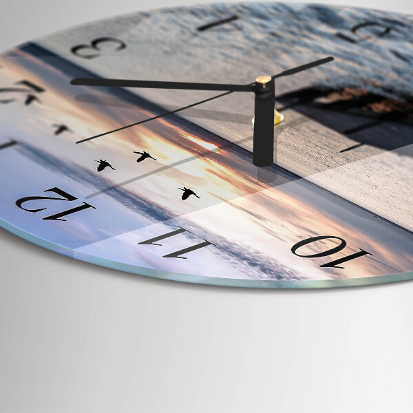 Orologio rotondo Uccelli in riva al lago
